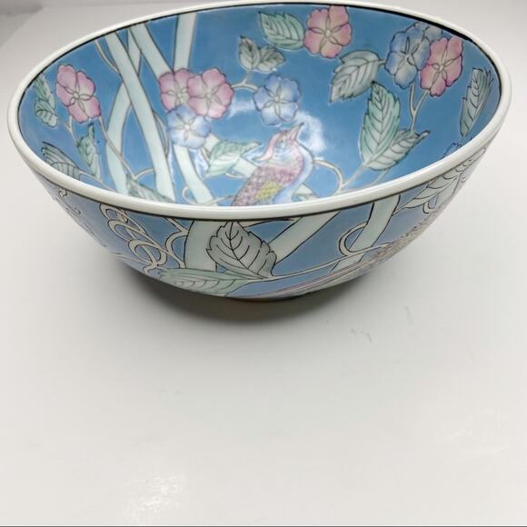 Vintage WBI Chinoiserie Blue Pink Decorative Bowl - Picture 4 of 11